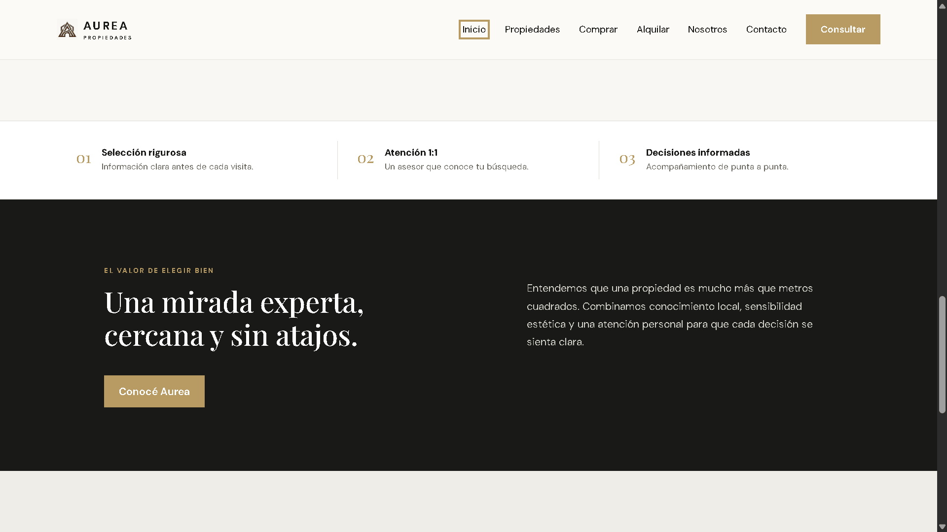 Propuesta de valor de Áurea Propiedades